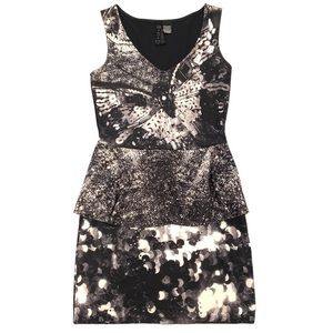 Desiguel Sleeveless Embellished Peplum Side Zip Dress Size S